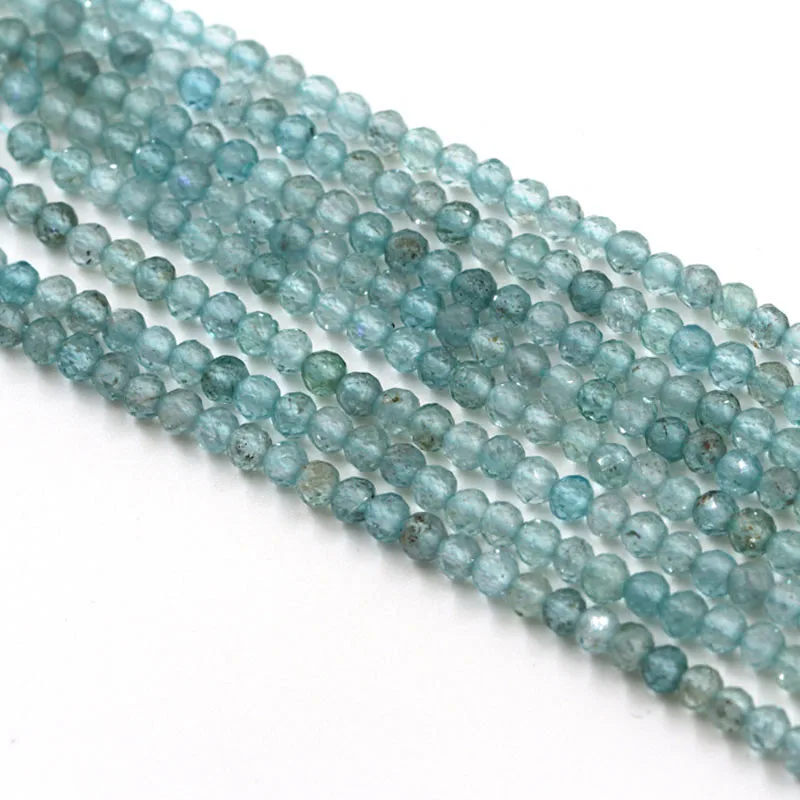 Натуральный Синий Апатит граненый бисер камень высокое качество 2 3 4 6 мм Круглый