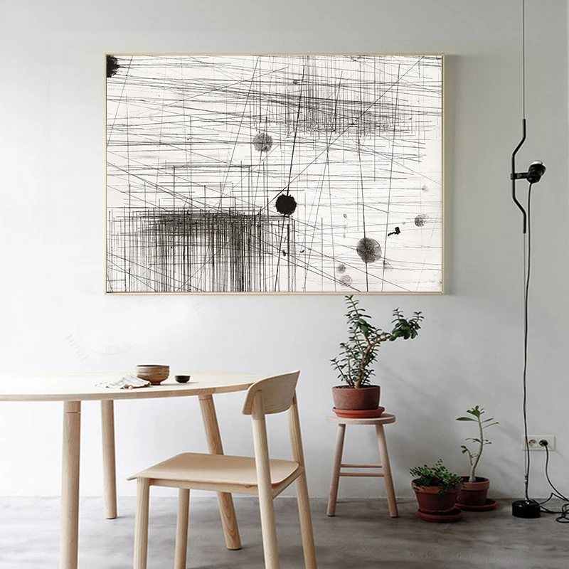 Минималистичная абстрактная черная линия отражение искусственная картина