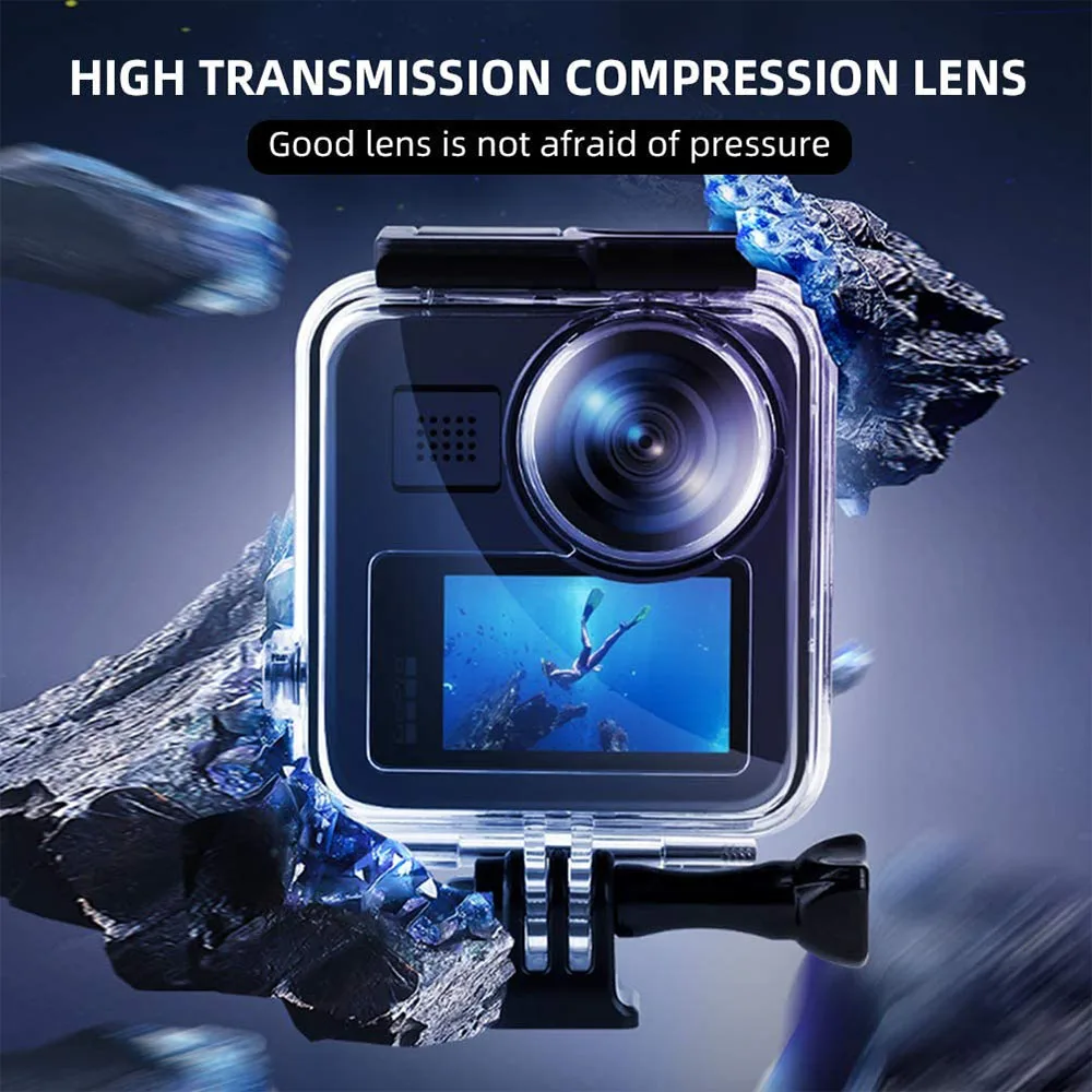 Дешево Водонепроницаемый чехол HRR 45 м для экшн-камеры Gopro Max, защитный чехол для подводного погружения и дайвинга с кронштейном, аксессуары