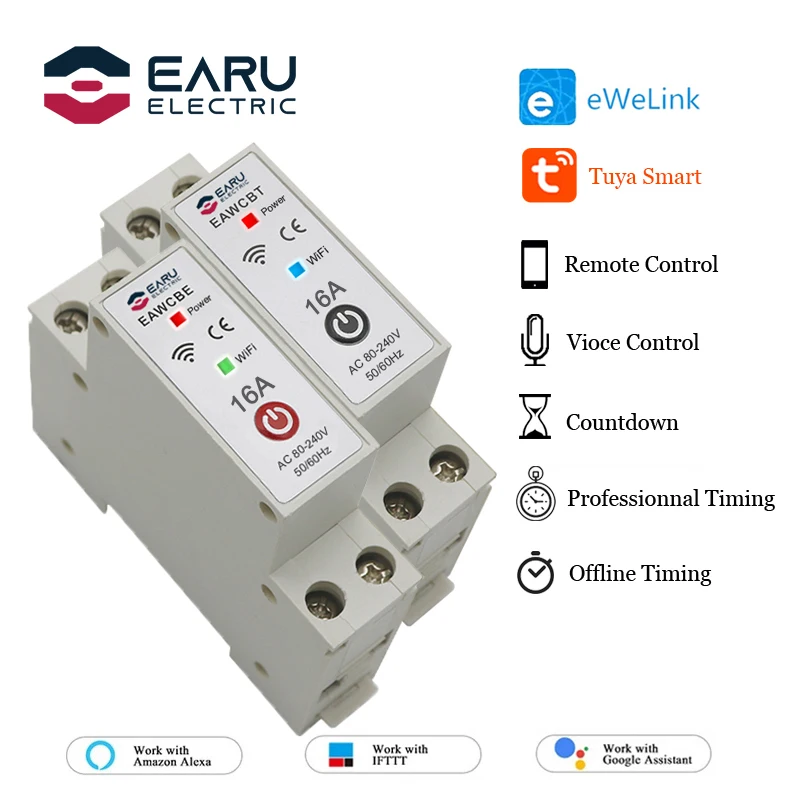 16A 1P 1P+N WiFi Smart Circuit Breaker Time Relay Switch Remote Control by Tuya /eWeLink for Alexa Google Home Assistant | Обустройство