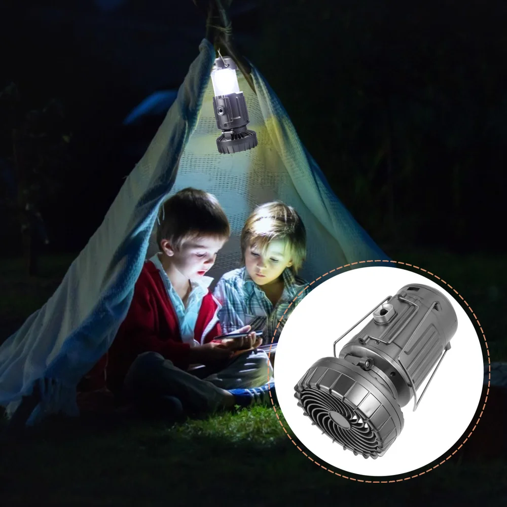 

1Pc Outdoor Solar Light with Fan Practical Camping Light LED Solar Lamp Silver
