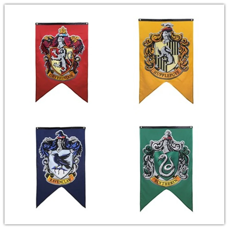 4pcs Color mixing Гриффиндор Слизерин Hufflerpuff Ravenclaw вечерние принадлежности для дня рождения Флаг Колледжа баннеры Дети Хэллоуин украшения Рождественский подарок - Цвет: 4pcs Color mixing