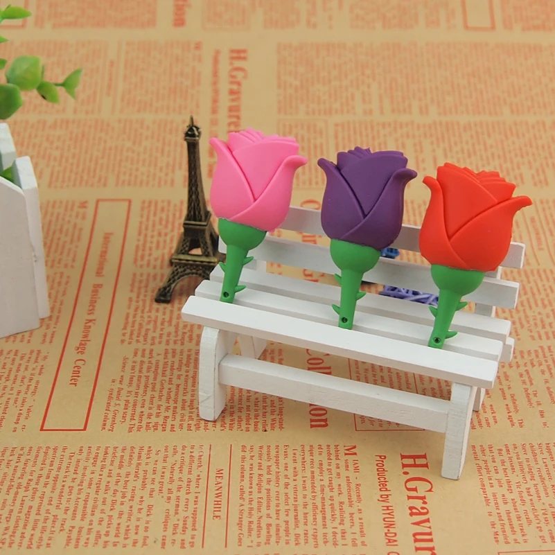 Розовый цветок USB флэш накопитель 2 0 32 ГБ накопители Внешняя память флешки 64 Гб