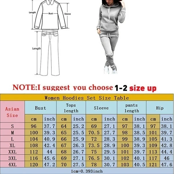 

Women Pullover Hoodie Pockets Sweatpants Sport Jogger Sweatsuit