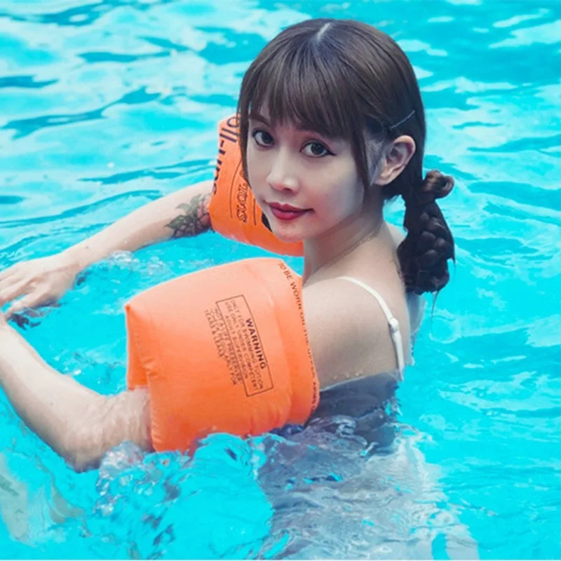 

2pcs Kids Swimming Arm Ring Foldable PVC Inflatable Safety Durable Swimming Arm Band Rings Children Float Air Sleeves Circle