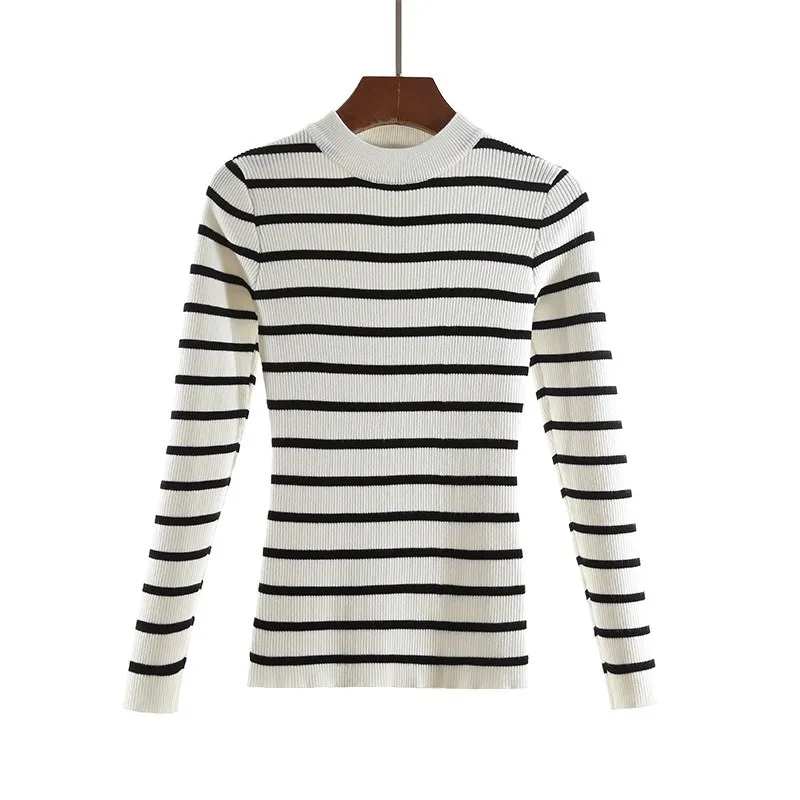 

Long-sleeved Sweater Women's Knit Sweater with A Half-height Collar Top Trim Bottoms for Fall 20210 New Spring Sweater Women