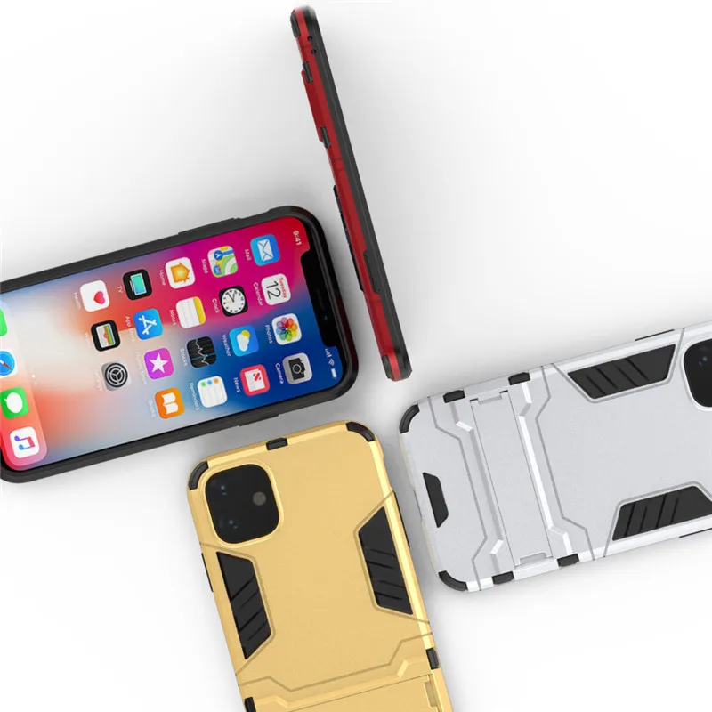 for apple iphone 11 12 pro max xs xr 8 7 hybrid soft tpu hard pc dual layer armor case shockproof bumper stand holder cover free global shipping