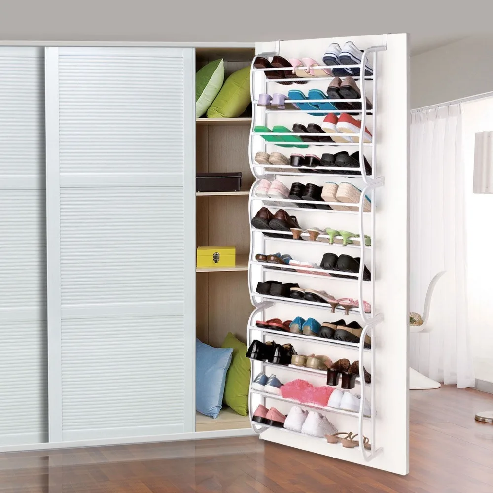 4 слоя 12 пар обуви стойки PP пластик спрей Утюг над дверью висячие туфли Органайзер Хранение держатель шкаф коробка носилки