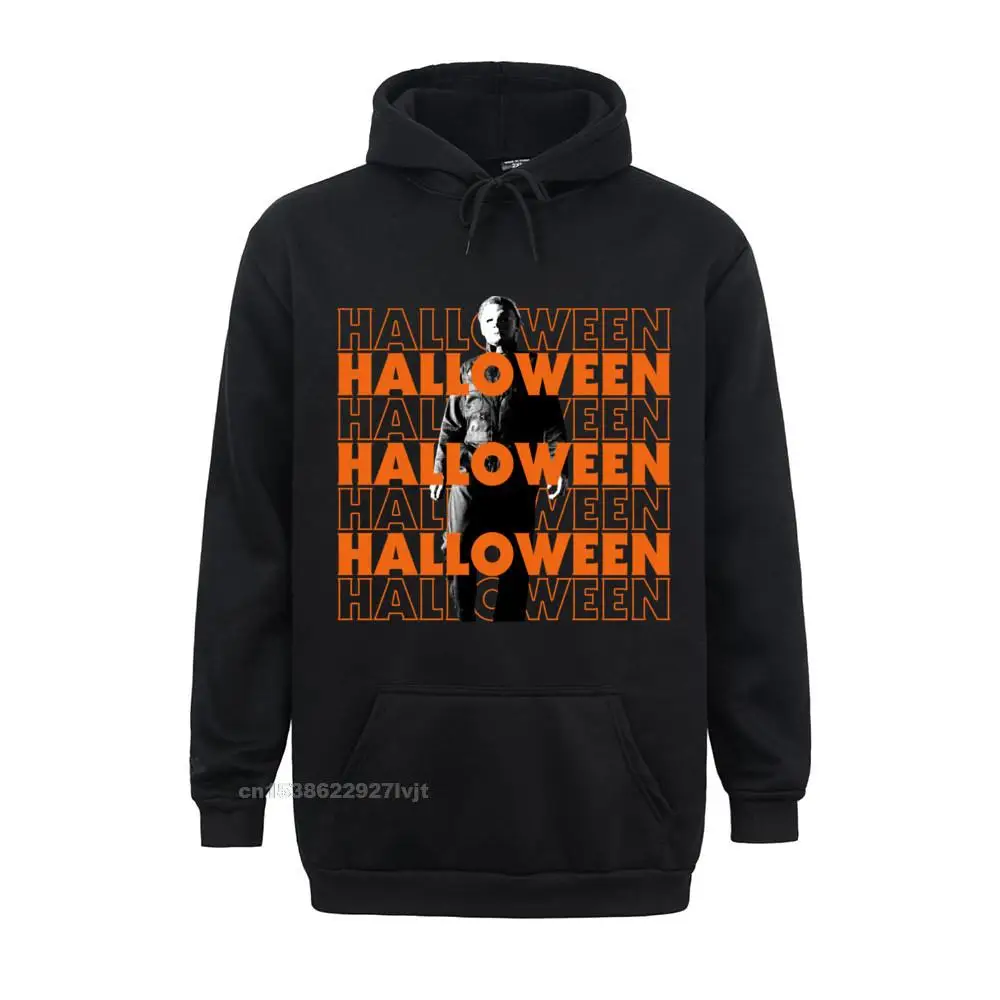 Halloween Michae Myers Portrait Text Stack Pullover Hoodie Comfortable Hooded Hoodies Oversized Cotton Mens Tops Shirt