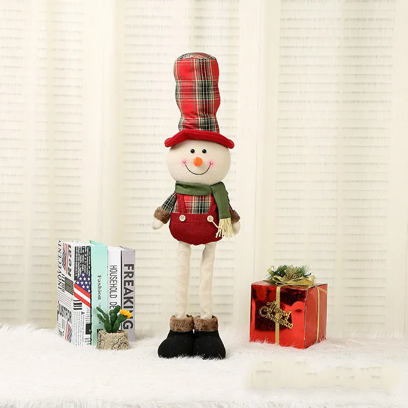 

70CM Retractable Standing Sitting Posture Santa Christmas Old Man/Snowman/Elk Doll Decoration Children's Toy New Year Gift2021