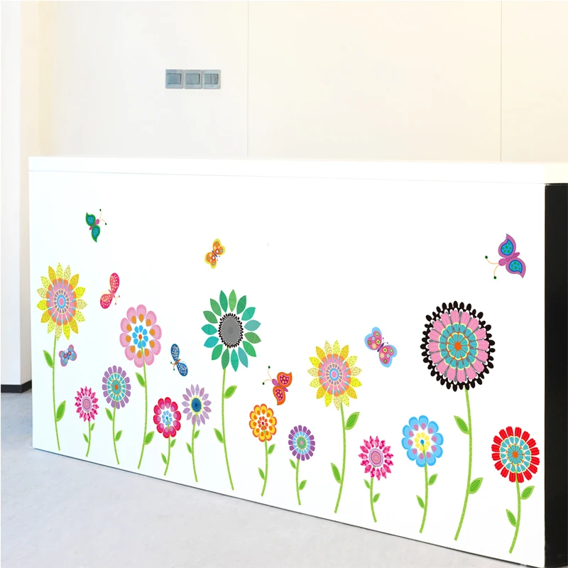[SHIJUEHEZI] цветные наклейки на стену с рисунками цветов из ПВХ материал DIY настенные