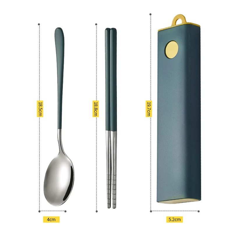 

Creative Portable Tableware Three-piece Fork Chopstick Spoon Set 304 Stainless Steel Tableware Travel Cutlery Set Kitchen Gadget