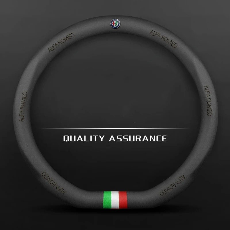 Черный чехол рулевого колеса автомобиля из натуральной кожи 38 см спортивный