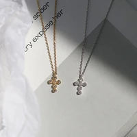 simple cz crystal cross pendant necklace women classic gold plated wedding short necklace party for women fashion party jewelry