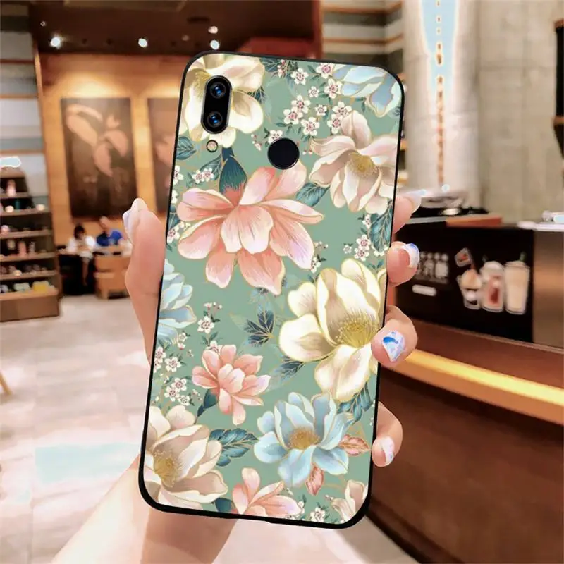 

Retro Laser Flowers aesthetics Phone Case For Xiaomi Redmi note 7 8 9 t k30 max3 9 s 10 pro lite
