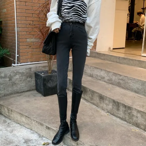 

Chic High Waist Side Split Pants Stretchable Skinny Female Jeans 2020 Summer Women Denim Trousers