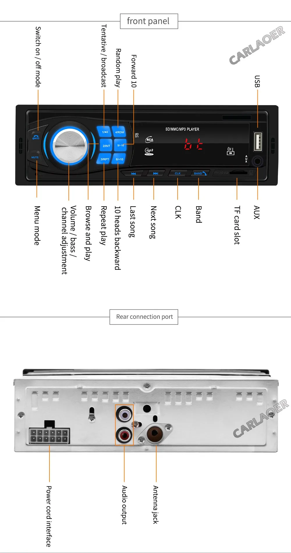 Bluetooth Autoradio 12V Car Stereo Radio FM Aux-IN Input Receiver SD USB In-dash 1 din Car MP3 Multimedia Player
