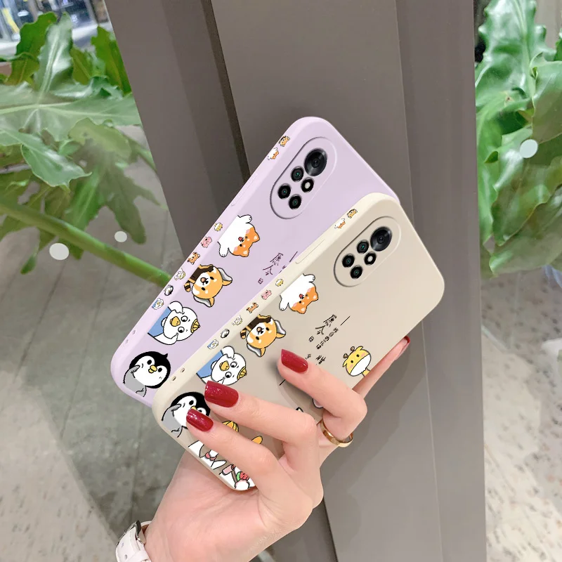 

Side Cartoon Animals Case For Huawei Nova8 8Pro 8SE Nova 7 7Pro 7SE 6 6se 5 5Pro 5Z 5I 5Ipro 5T 4 4E Liquid Silicone Cover