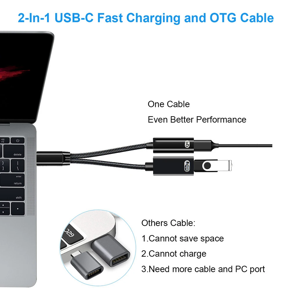 

Оригинальный адаптер для телефона OTG, 2 в 1, Type C «папа»-USB C «Мама», зарядный порт с USB «Мама», разветвитель, адаптер для Samsung Google