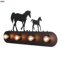 iwhd 2 horses rustic edison wall sconce led 4w 4 heads metal stair light loft decor industrial vintage wall lamp aplique murale