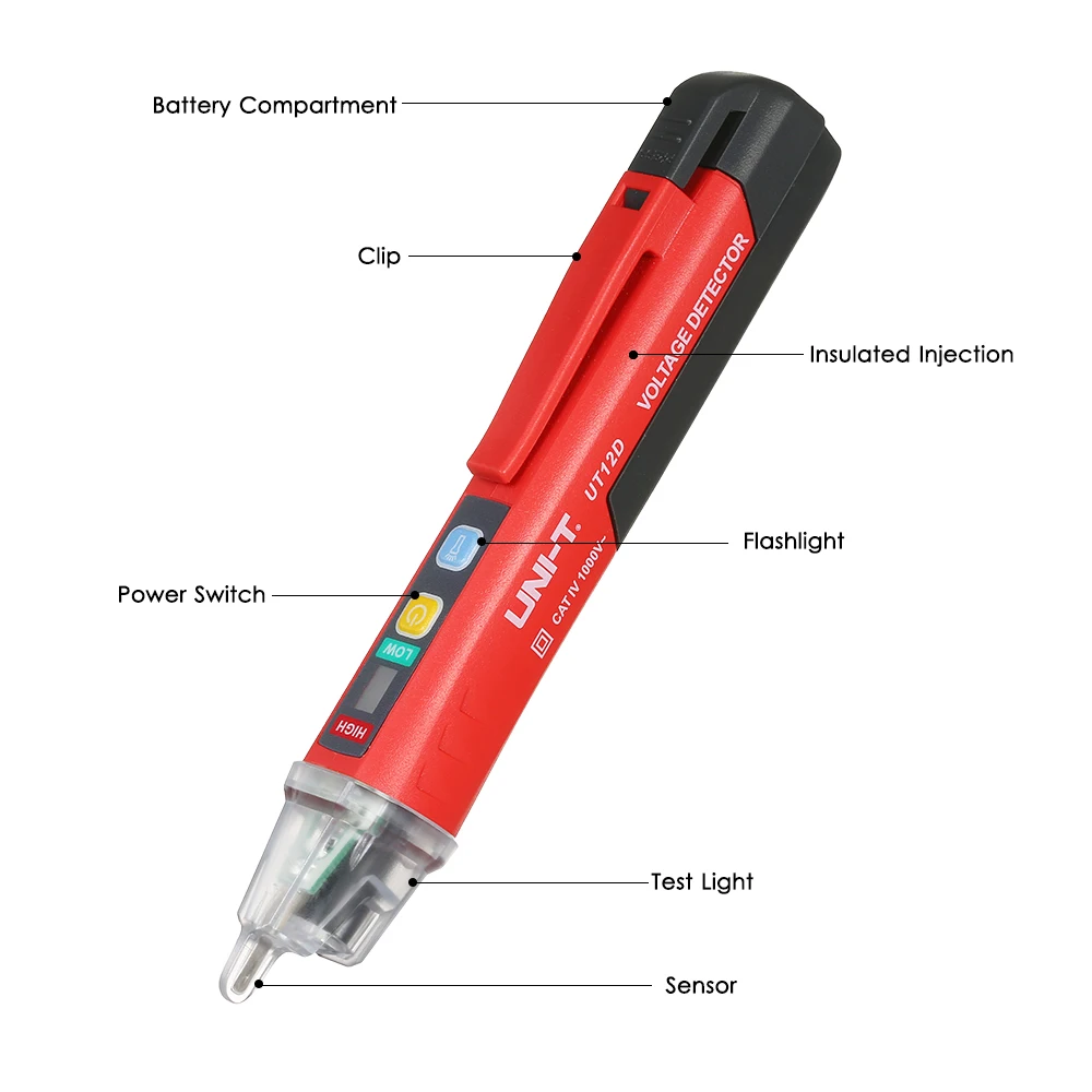 UNI-T Portable Non-contact AC Voltage Tester Pen Shaped V～Alert Detector with Sound and Light Alarm LED Flashlight | Инструменты