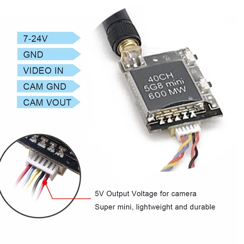 Прост в использовании 5 8G набор FPV 600 мВт видеопередатчик и CCD 800TVL 2 1 мм HD 1080P 16:9 OSD