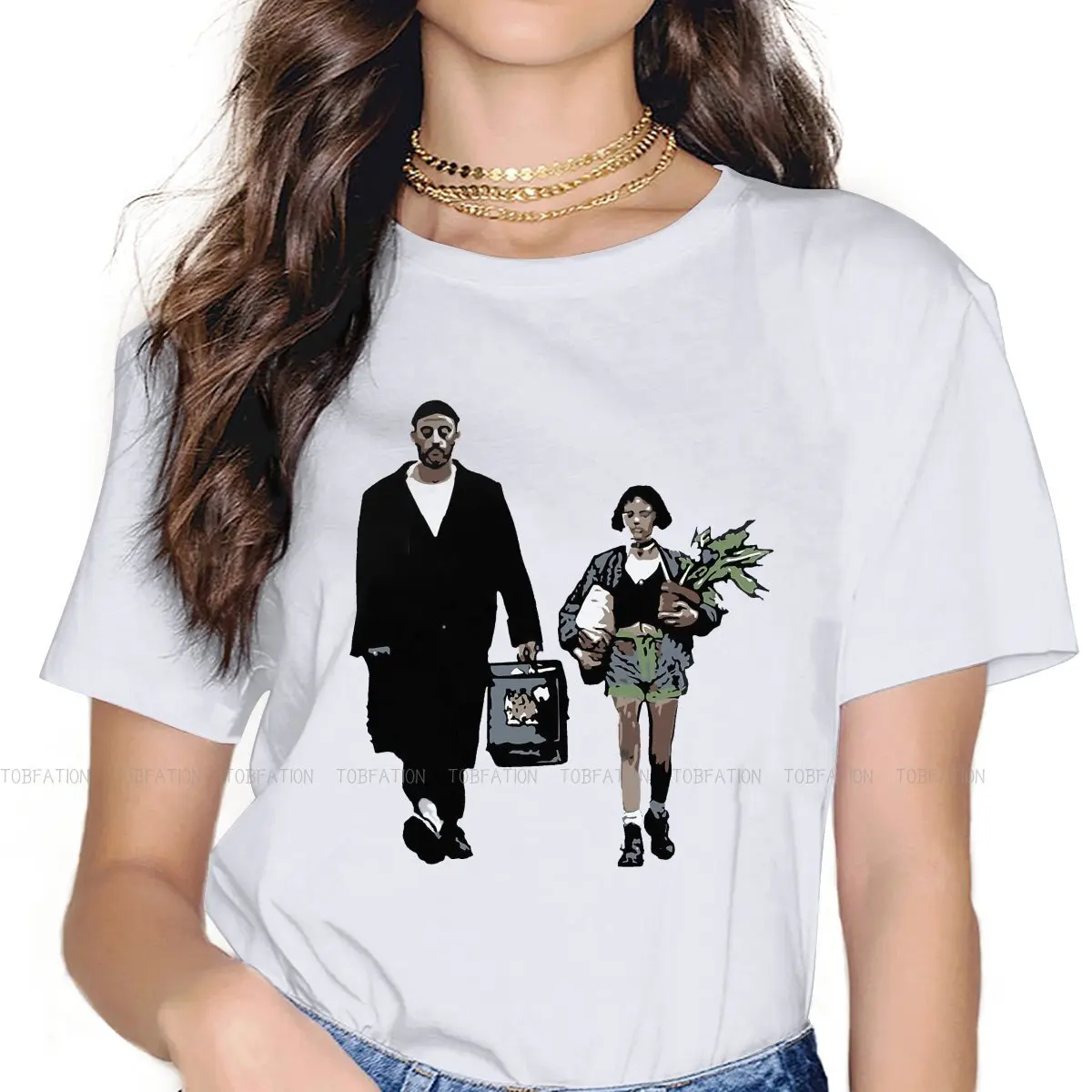 

Friends O Collar TShirt Leon Mathilda Cleaner Classic Film Luc Besson Fabric Original T Shirt Girl Tops 5XL Plus Size