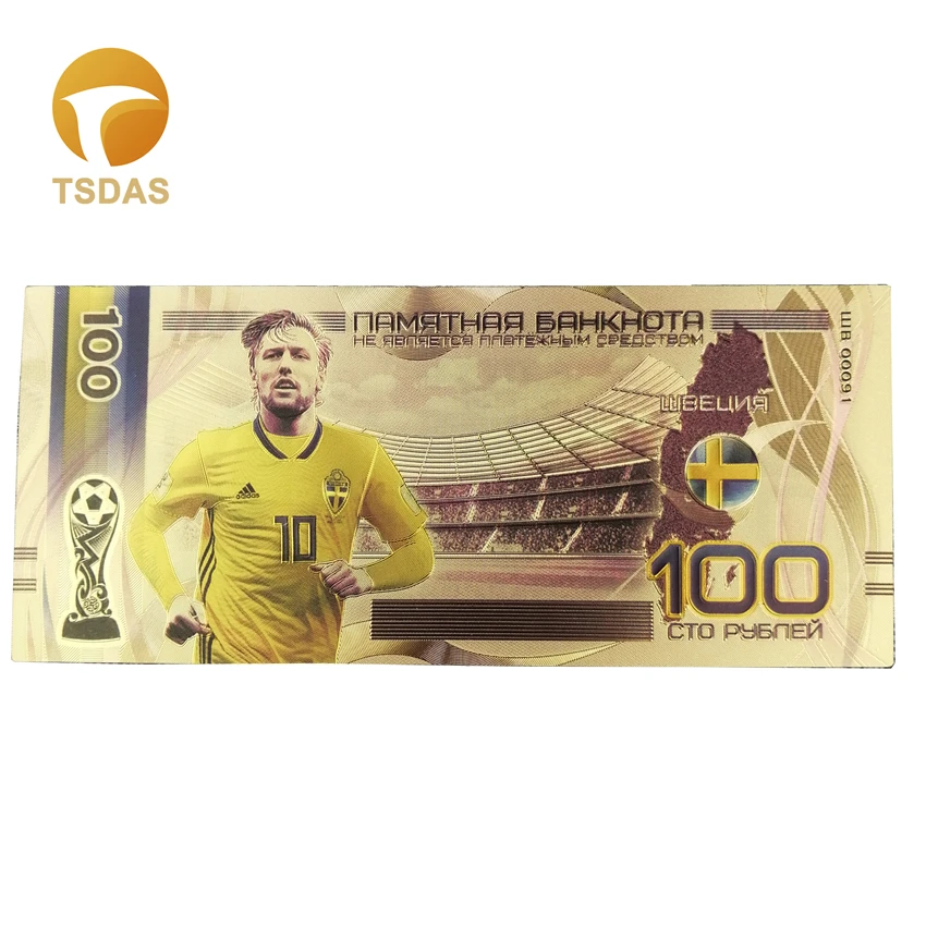 10pcs/lot Nice Color Russian Banknotes 100 Roubles Gold Banknote In 24k Plated for Collection | Дом и сад