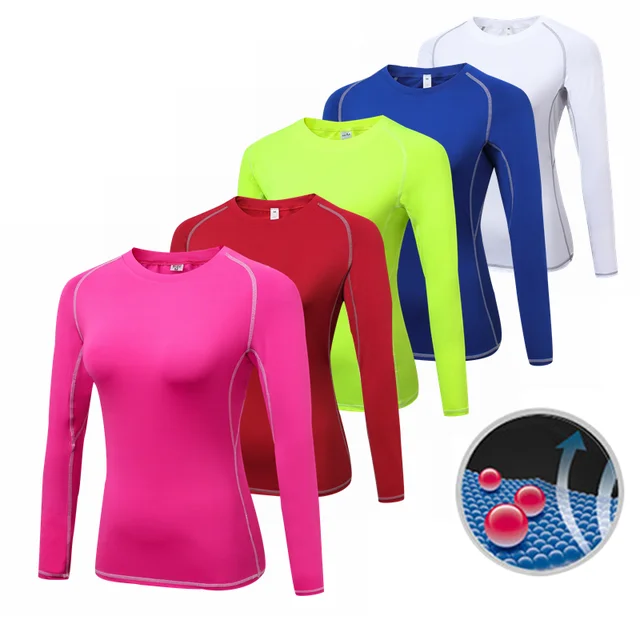 Women's Long Sleeve Sports Compression Tshirts Running Yoga T-Shirts Gym Shirts 1