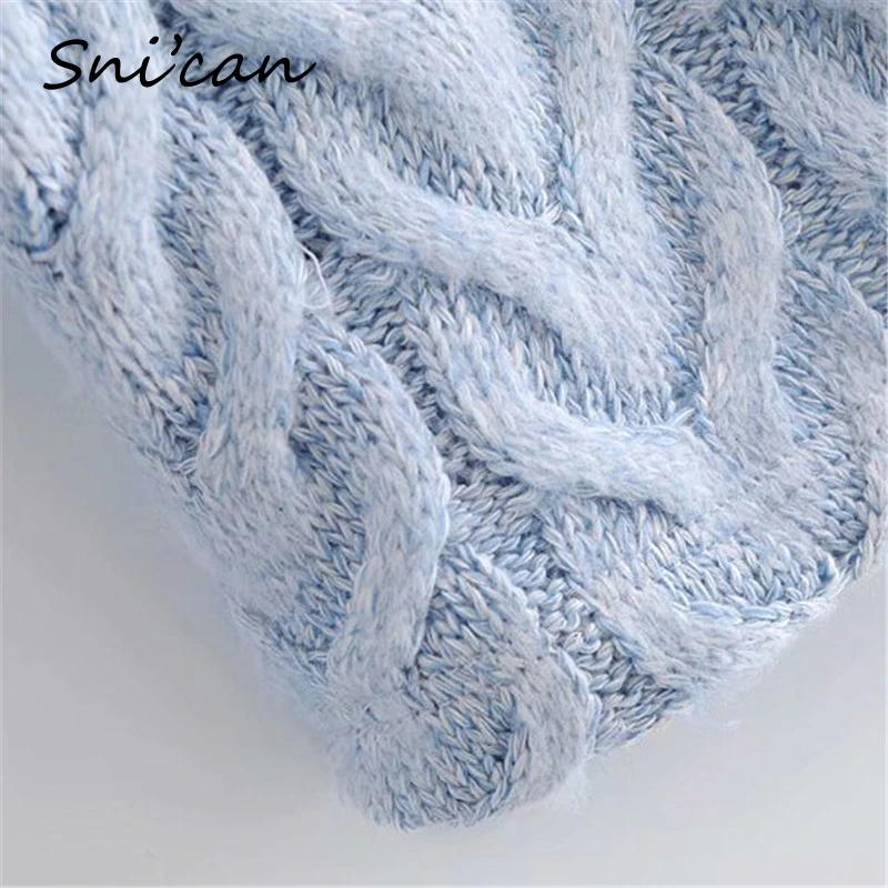 

Snican Solid Halter Off Shoulder Korean Cable Knit Sweater Za 2021 Fashion Pullover Ladies Sexy Tops Casual Outwear Pull Femme