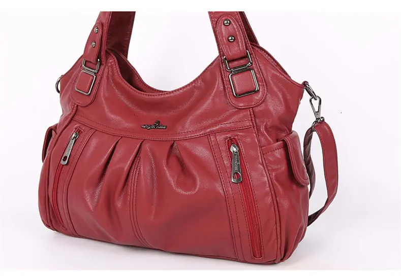 Cgmana Designer Famous Brand Washed Soft Leather Luxury Handbags High Quality Women Shoulder Bags
