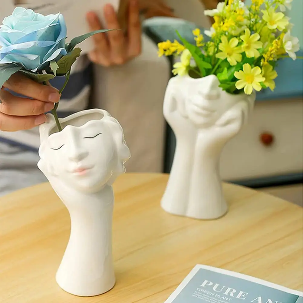 

Face Shape Vase Rustic Elegant Modern Flower Vase For Home Decor Centerpiece Table Bookshelf Living Dining Room Bathroom