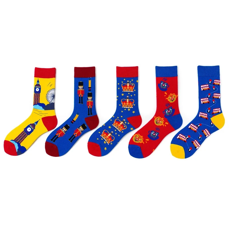

Men's fashion Pattern Dress Funky Fun Colorful Socks Luxury Crazy Novelty Dress Socks Cotton Happy Funny animal Socks