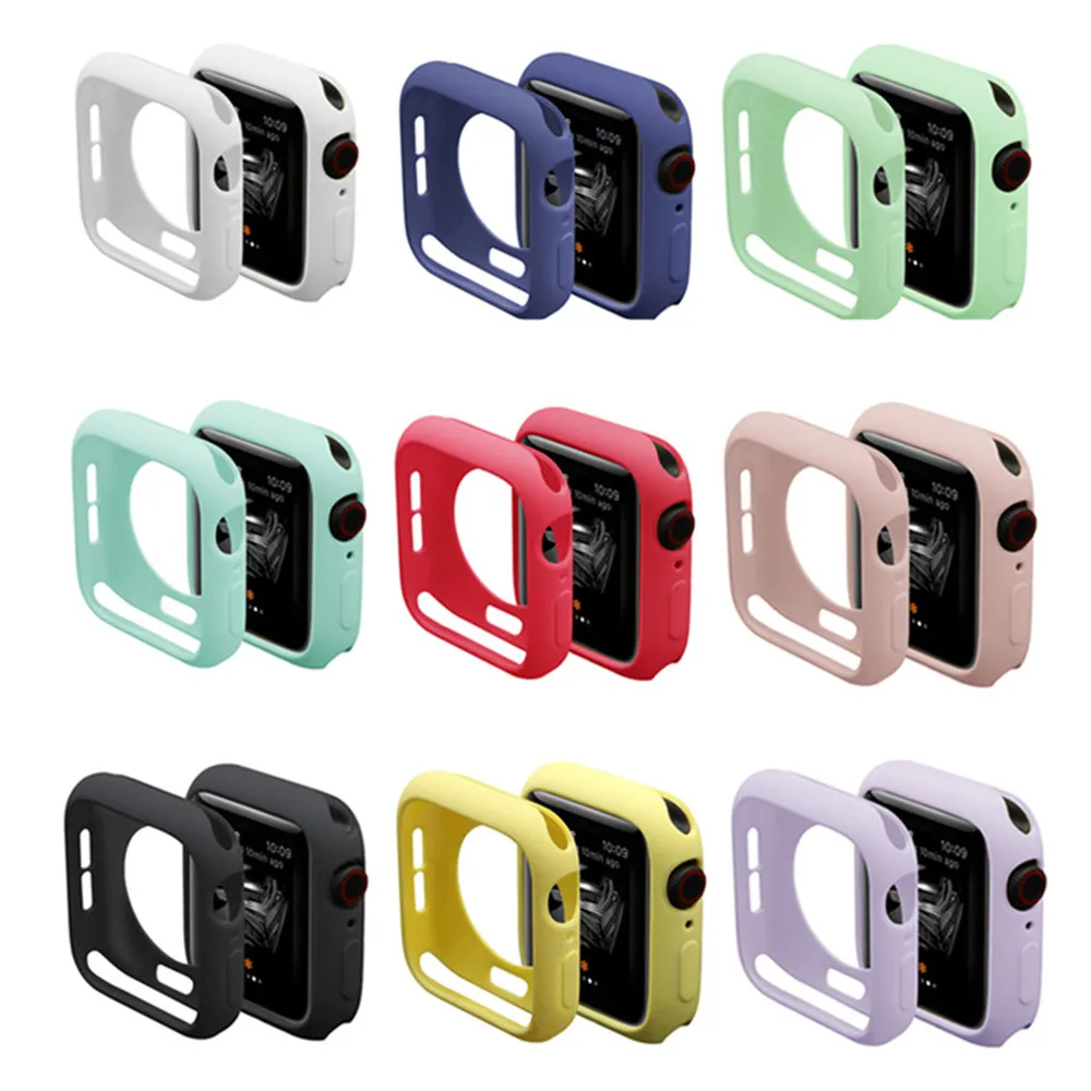 Чехол для Apple Watch чехол 44 мм 40 42 38 45 41 аксессуары силиконовый бампер защита экрана