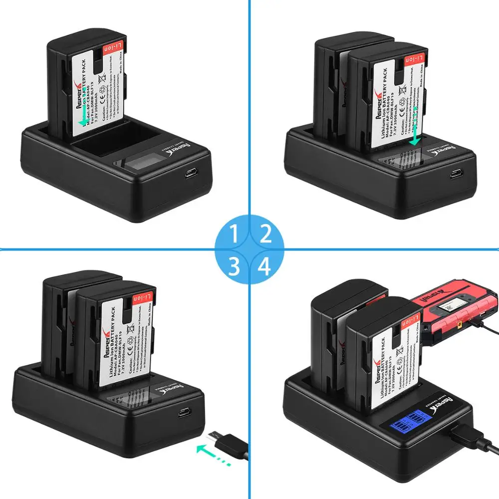 3 шт. перезаряжаемая литий ионная батарея с ЖК дисплеем и двойным USB зарядным