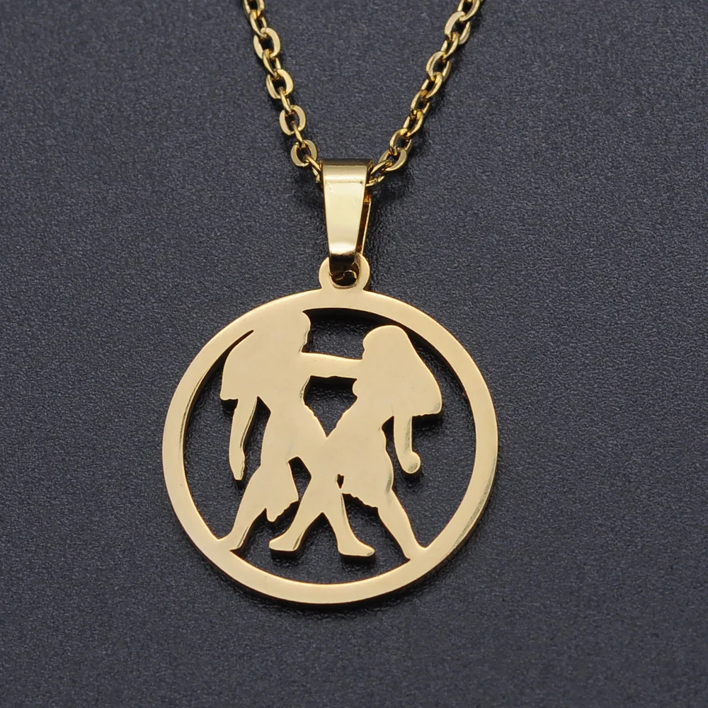 100% нержавеющая сталь Золотая Звезда Знаки зодиака Очаровательное ожерелье для