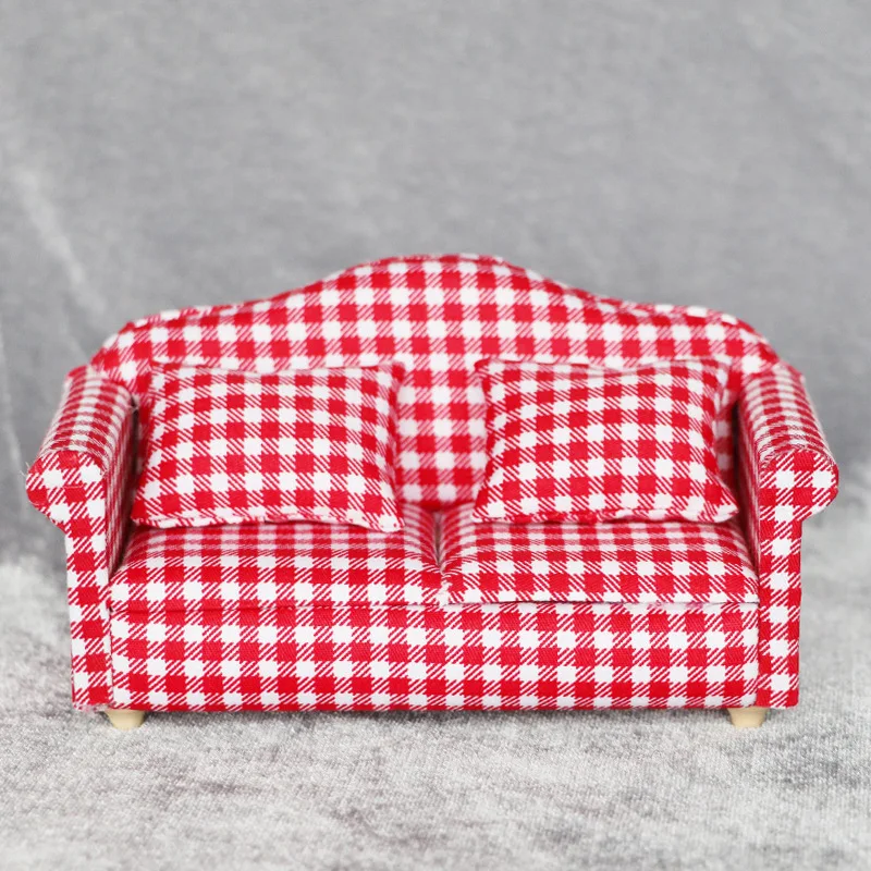 

1:12 DIY Dollhouse Mini Furniture Handmade Micro Scene Living Room Decoration Floral Fabric Sofa