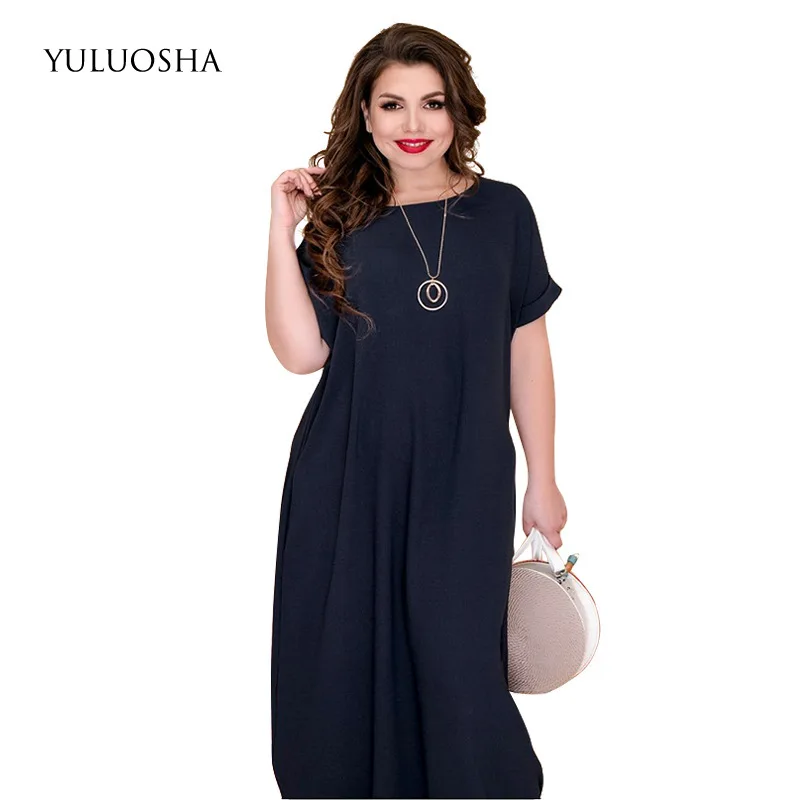 

YULUOSHA Evening Gown O-Neck Pockets A-Line Evening Dresses Long Elegant Formal Dresses Vestidos De Fiesta De Noche 5XL 6XL
