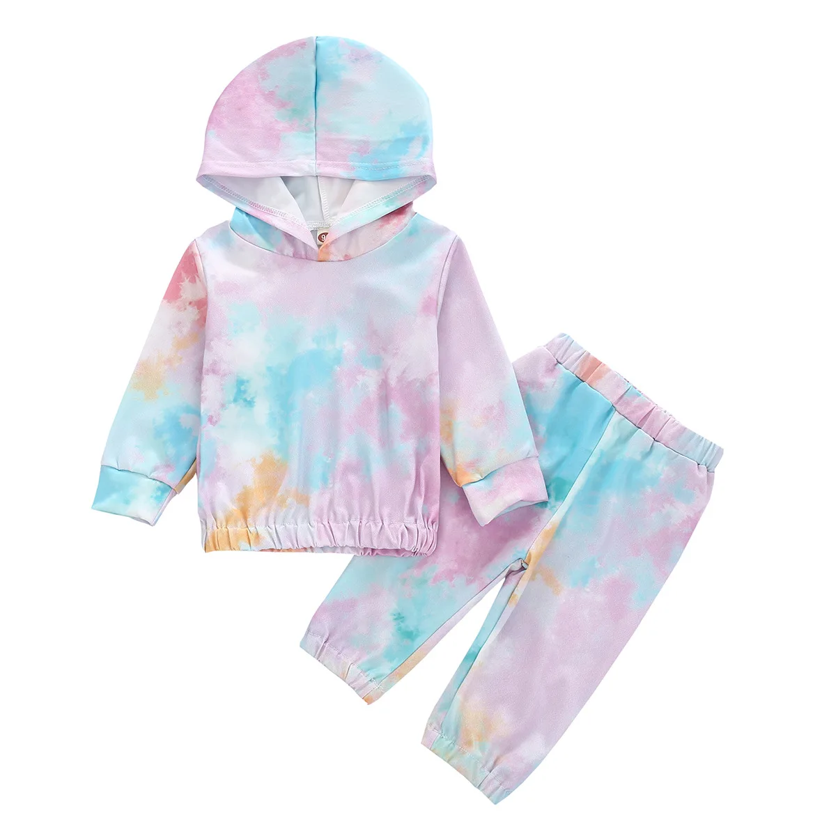 

PIZZSEOON Baby Girl Clothes 2pcs Girl's Tie Dye Hooded Sweater Tops+Pants Sports Clothes for 0-3-4 Ages Children's Clothing Sets