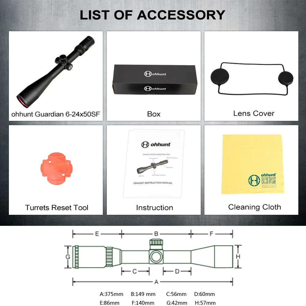 Ohhunt Guardian 6-24X50 SF охотничьи прицелы боковые Параллакс 1/2 половина мил Точка Стекло