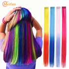 MEIFNA длинные прямые синтетические цветные накладные волосы на заколках с подсветкой радужные полосы Омбре розовые пряди волос на заколке