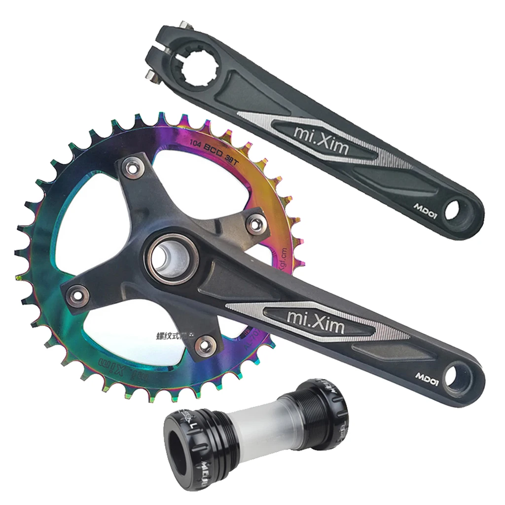 

104BCD Mountain Bike Crankset 170mm Crank Narrow Wide Chainring Bottom Bracket