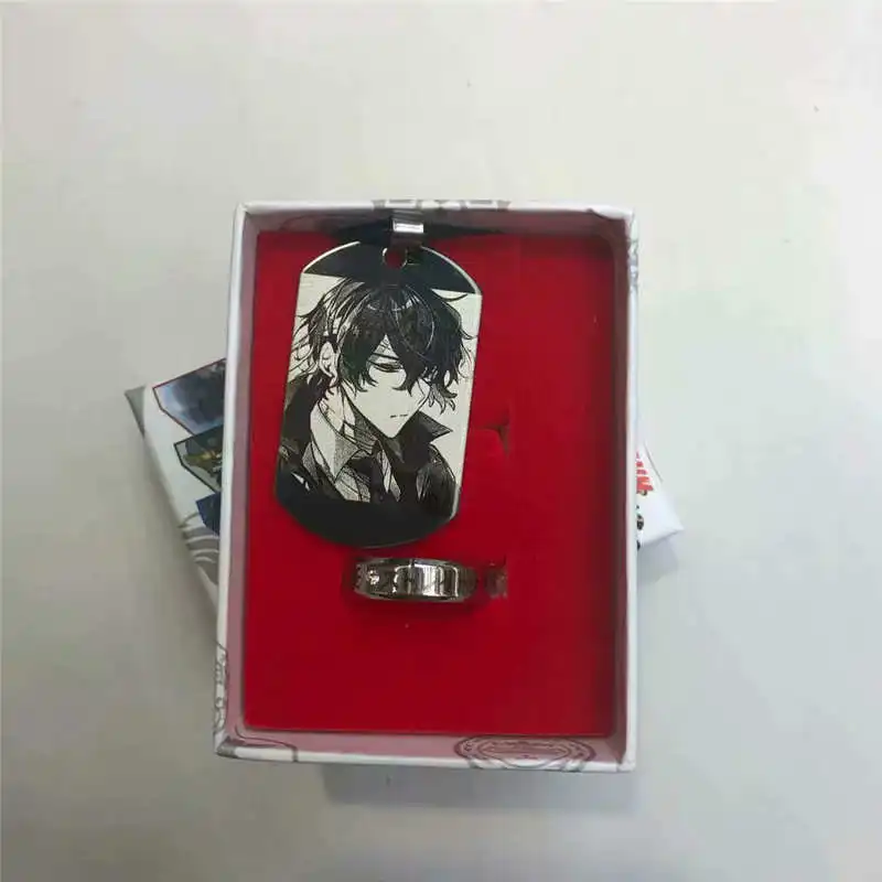 Оптовая продажа Аниме Godzilla периферии ожерелье набор колец нержавеющая сталь