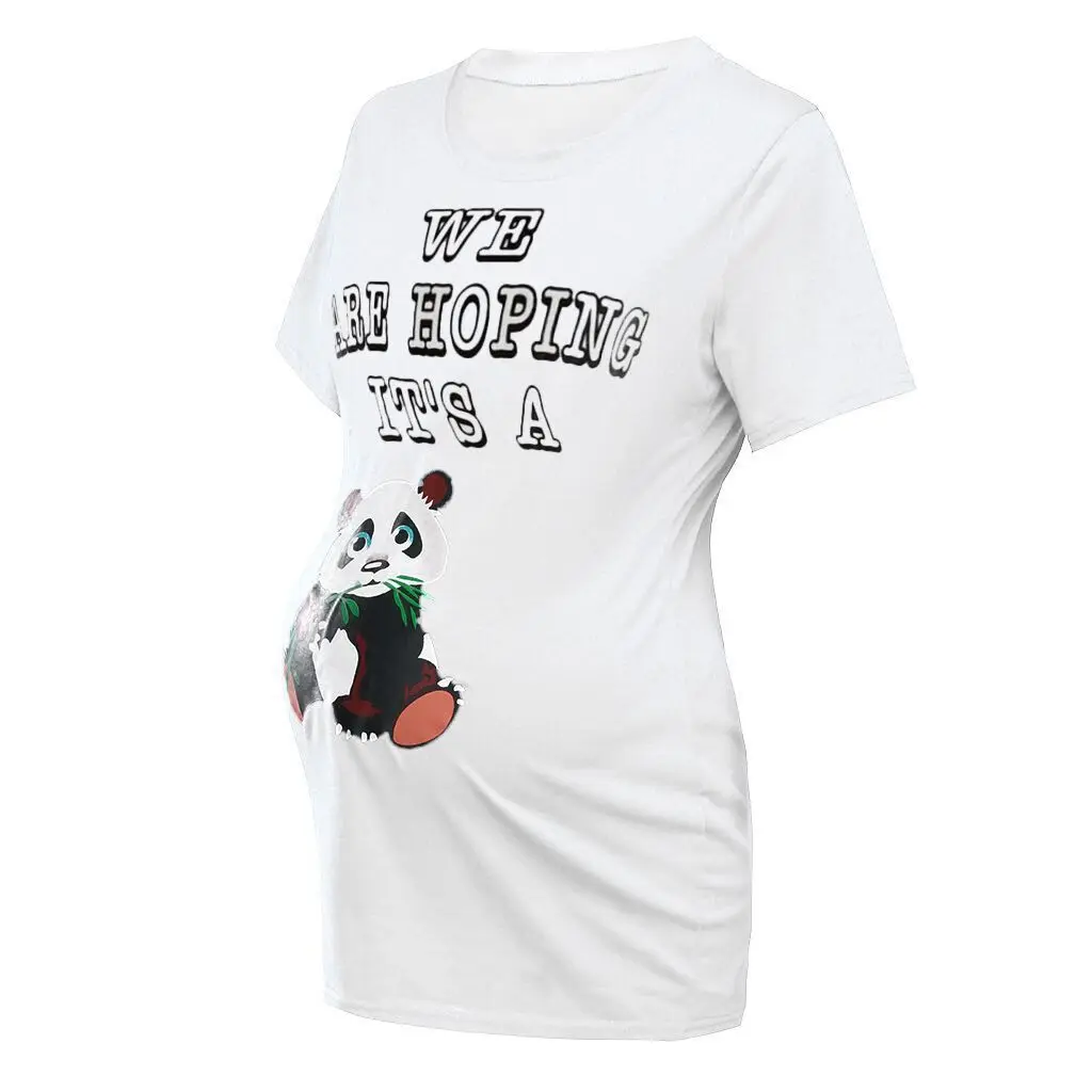 

S-3XL Pregnancy T-Shirt Multicoloured Panda Eats Bamboo Printed Maternity Tops Clothes T-Shirt Outfit Tshirt Women Embarazada