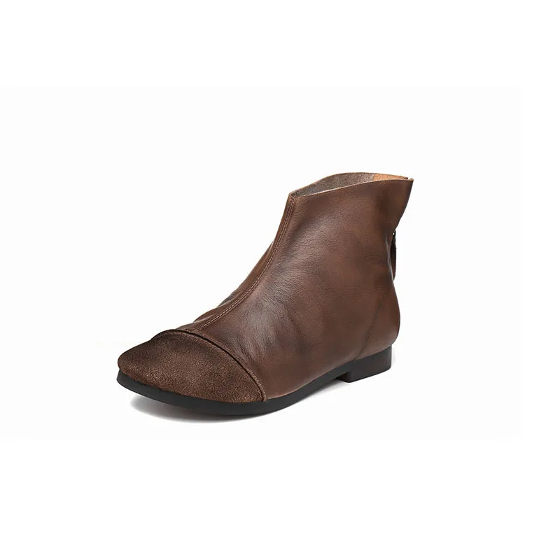 

Women's Shoes 2020 New Leather Craft Boots Women's Back Zipper Women's Short Boots Low Top Sleeve Suitable Boots