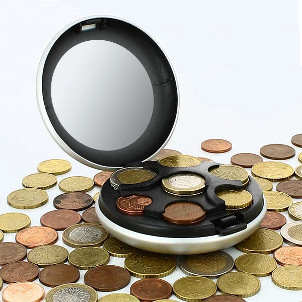 

10 Colors Aluminum Alloy Coin Dispenser Euro Dollar Coin Box Dispenser Coins Purse Wallet Holders Storage Organizer Money Boxes