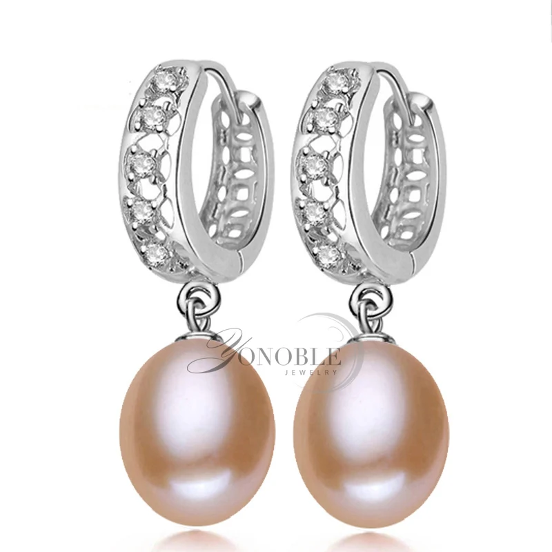 pink pearl earring Красивые серые серьги с пресноводным жемчугом для женщин, свадебные 925 пробы серебряные ювелирные изделия, черные серьги с натуральным жемчугом, подарок для девочек - Цвет камня: pink pearl earring