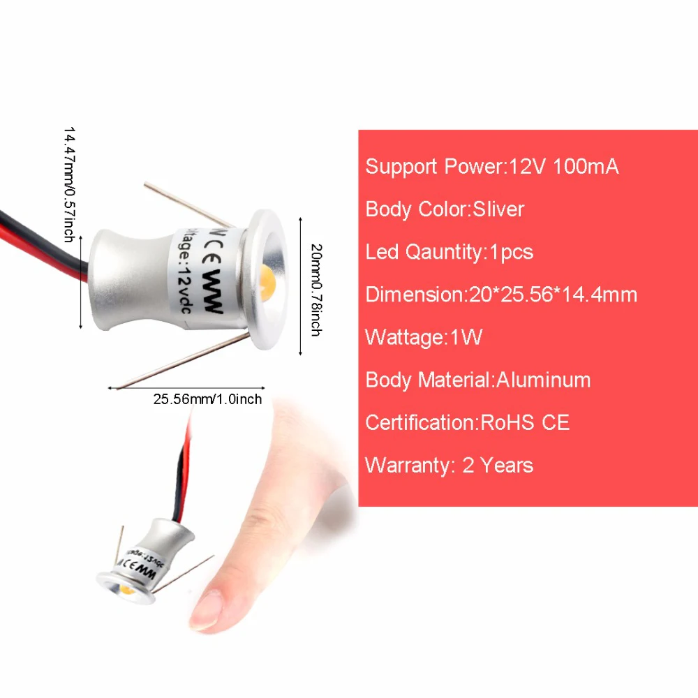 12V Led точечный светильник шкаф мини Точечный IP65 Водонепроницаемый Утопленный