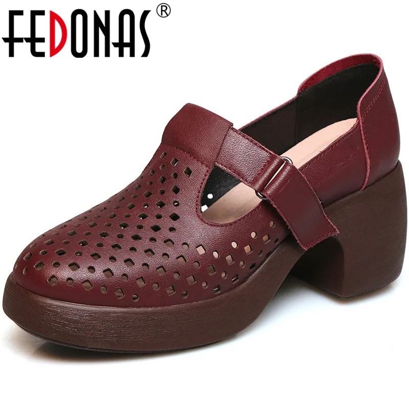 FEDONAS/Модная женская обувь на застежке липучке с круглым носком Выразительные