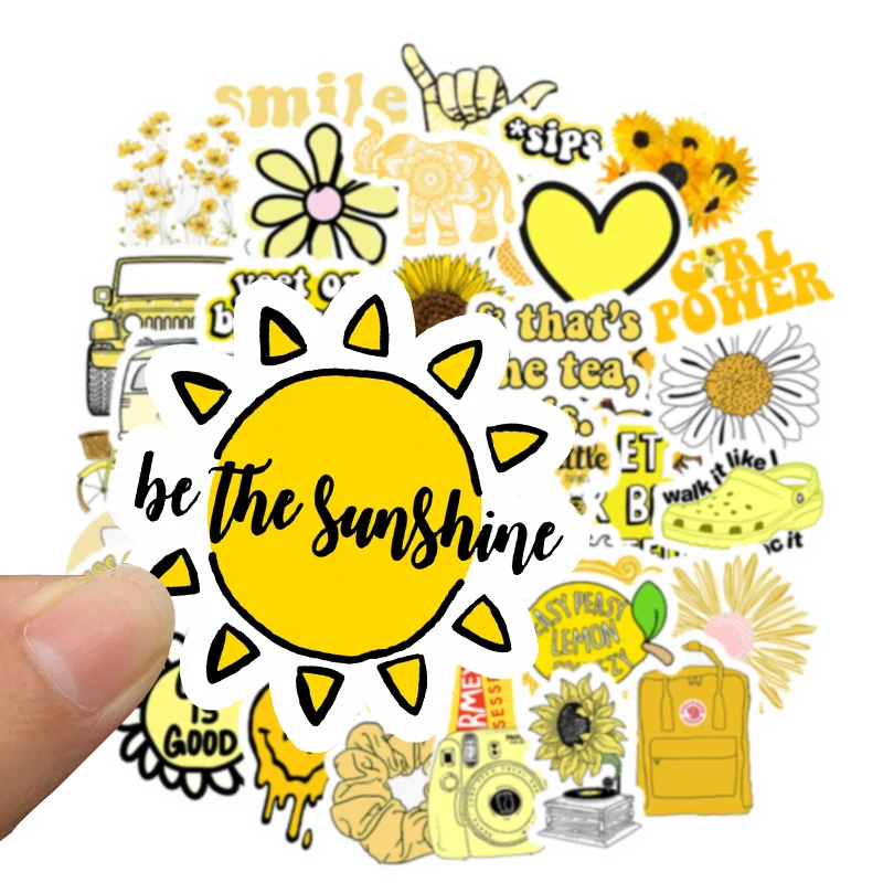 

50PCS Cartoon Yellow INS Style Vsco Girl Stickers For Laptop Skateboard Luggage Refrigerator Notebook Cute Stickers